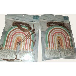 Lot of 2•Rainbow Banner 2ineach 76" Long Bohemian Style Pastel Colors Hanging De